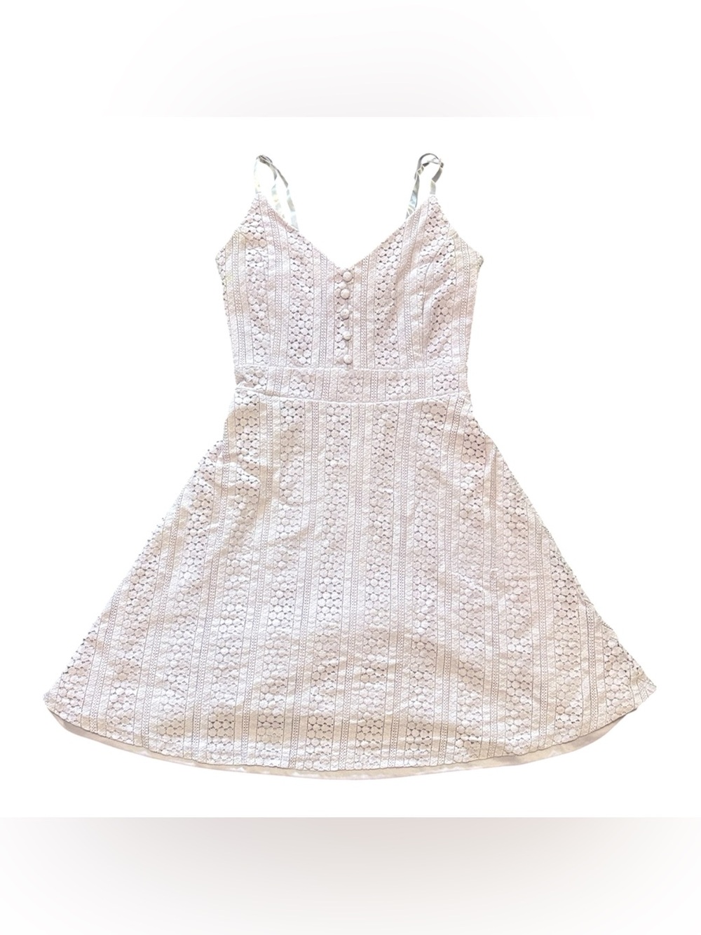 Spaghetti Strap Lilac Lace Mini Dress with Button-Front Bodice